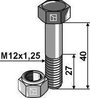 Schraube mit Sicherungsmutter M12x125x40 12.9