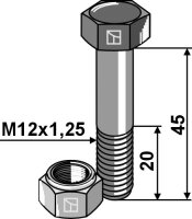 Schraube mit Sicherungsmutter M12x125X45 12.9