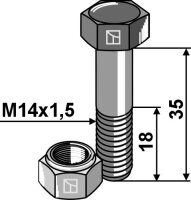 Schraube mit Sicherungsmutter M14x15x35 12.9