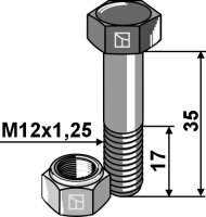 Schraube mit Sicherungsmutter M12x125X35 12.9
