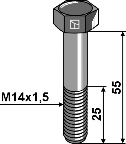 Sechskantschraube mit Feingewinde M14x15x55 12.9