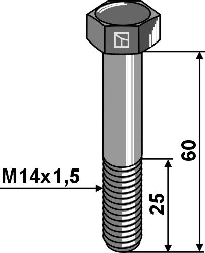 Sechskantschraube mit Feingewinde M14x15x60 12.9