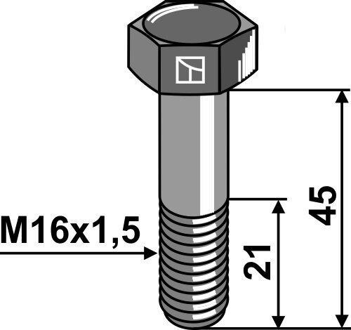 Sechskantschraube mit Feingewinde M16x15x45 12.9