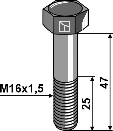Sechskantschraube mit Feingewinde M16x15X47 12.9