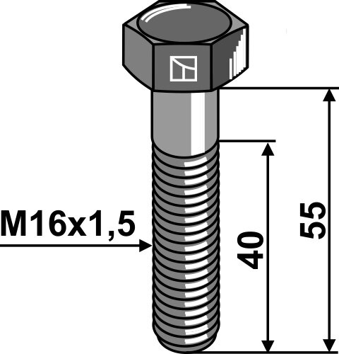 Sechskantschraube mit Feingewinde M16x15X55 12.9