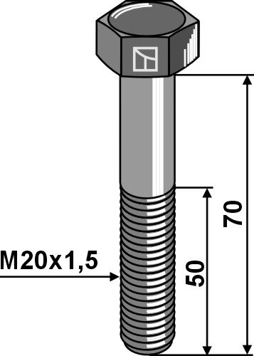 Sechskantschraube mit Feingewinde M20x15X70 10.9
