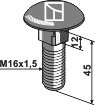 Flachrundschraube M16x15 Passend für Moate 14400115
