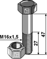 Schraube mit Sicherungsmutter M16x15x47 12.9