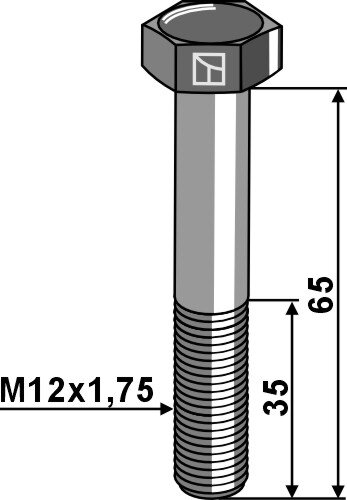 Schraube M12x175 verzinkt links Gewinde Passend für Lemken 3013401