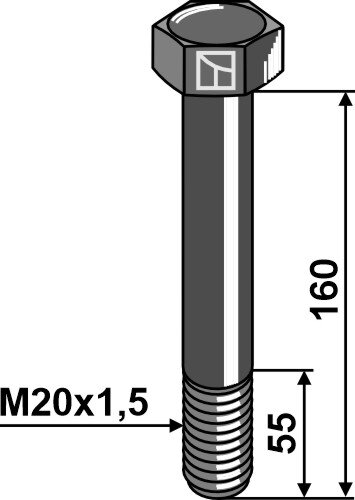 Schraube M20x15x160 10.9 Passend für Berti V201604PF109N