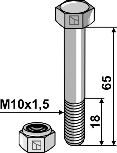 Schraube mit Sicherungsmutter M10 10.9 Passend für Fischer