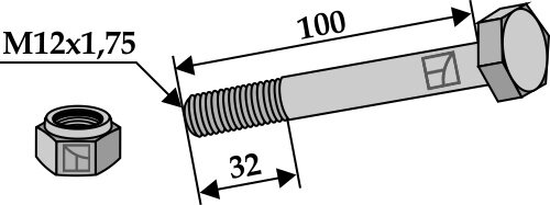 Schraube mit Sicherungsmutter M12x175 8.8 Passend für Ferri 303017