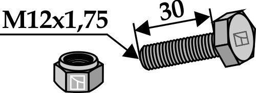 Schraube mit Sicherungsmutter M12x175 8.8 Passend für Dücker 445