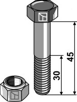 Schraube mit Sicherungsmutter M12x175 10.9