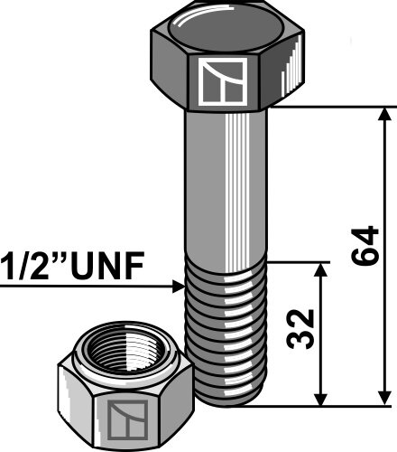 Schraube mit Sicherungsmutter 1/2UNF Passend für Epoke Turner