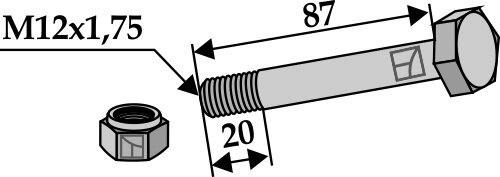 Schraube mit Sicherungsmutter M12x175 8.8 Passend für Gilbers