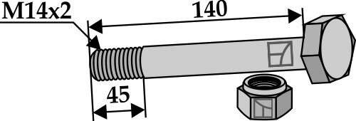 Schraube mit Sicherungsmutter M14x2 10.9 Passend für Bomford
