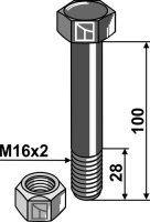 Schraube mit Sicherungsmutter M16 x 2 10.9 Passend...