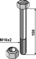 Schraube mit Sicherungsmutter M16x150 10.9