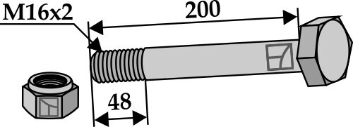 Schraube mit Sicherungsmutter M16 x 2 8.8 Passend für Seppi Bednar KM000295