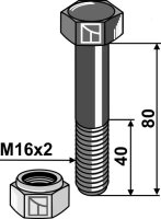 Schraube mit Sicherungsmutter M16 x 2 10.9 Passend...