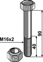 Schraube mit Sicherungsmutter M16 x 2 10.9 Passend...