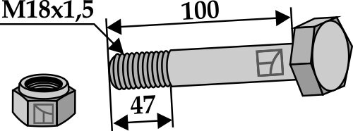 Schraube mit Sicherungsmutter M18x15 10.9 Passend für M.E.A.A.T. OMARV Alpego