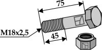 Schraube mit Sicherungsmutter M18 x 25 8.8 Passend...