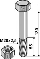 Schraube mit Sicherungsmutter M20 x 25 10.9