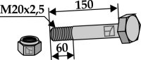 Schraube mit Sicherungsmutter M20 x 25 10.9