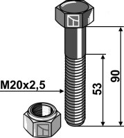 Schraube mit Sicherungsmutter M20 10.9 Passend für...