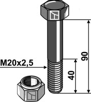 Schraube mit Sicherungsmutter M20 10.9 Passend für...