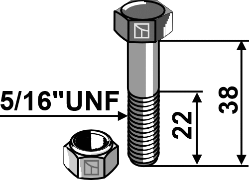 Schraube mit Sicherungsmutter 5/16UNF Passend für Bomford