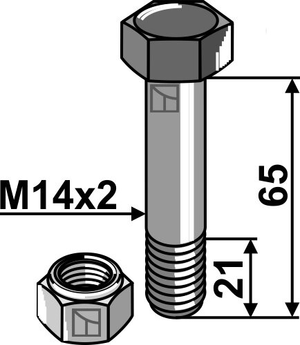 Schraube mit Sicherungsmutter M14x2 10.9 Passend für Cosma Assaloni Bruni