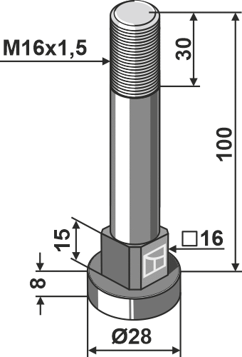 Schraube M16x15 10.9 Passend für Berti VTTQSM16 6046