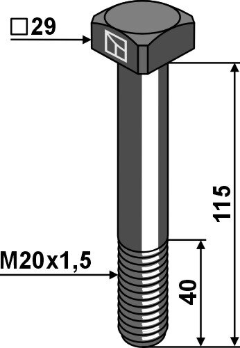 Schraube M20x15x115 10.9 Passend für Berti 6050 VTQM20115