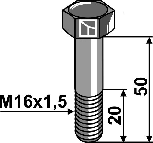 Schraube M16x15 x 50 10.9 Passend für Bucher 155130160
