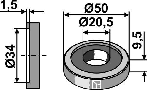 Scheibe Ø50x95xØ205 Passend für Mc Connel 1096281