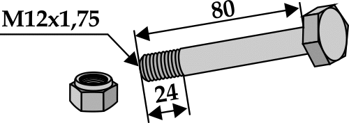 Schraube mit Sicherungsmutter M12x175 10.9 Passend für Dücker 882000