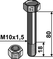 Schraube mit Sicherungsmutter M10x15 10.9 Passend...