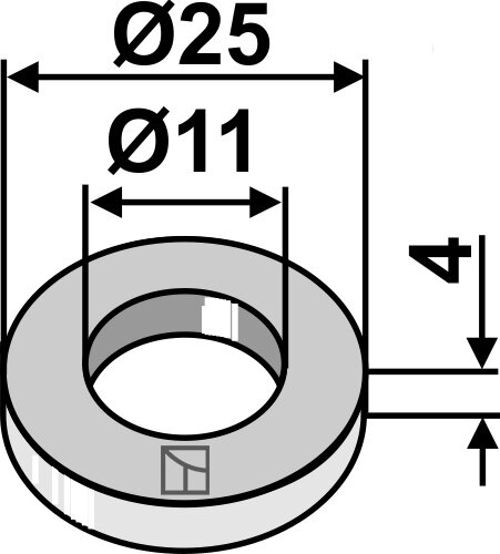 Scheibe Ø25x4xØ11 Passend für Mulag Humus 103643 830.05.002