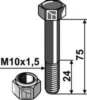 Schraube mit Sicherungsmutter M10x15 12.9 Passend...