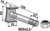 Schraube mit Sicherungsmutter 10.9 Passend für Kuhn...