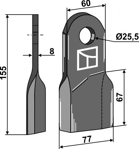 Schlegelmesser rechts Passend für Röll 650324