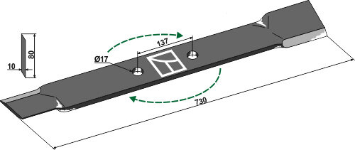 Mähermesser 730mm rechts Passend für Röll