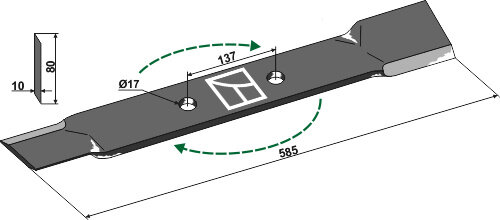 Mähermesser 585mm rechts Passend für Röll 690622