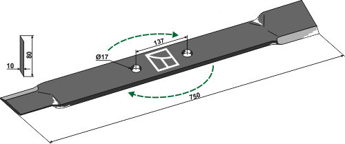 Mähermesser 750mm rechts Passend für Röll