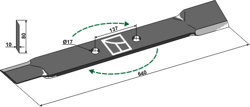 Mähermesser 640mm rechts Passend für Röll