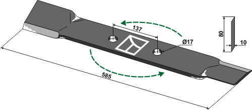 Mähermesser 585mm links Passend für Röll 690627