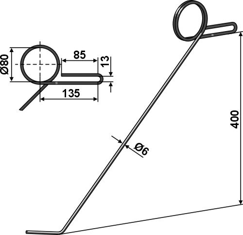 Torsionstriegelzinken links